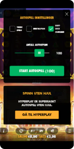 Gates of Olympus innstillinger for automatisk start