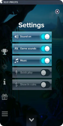 Pirots innstillinger