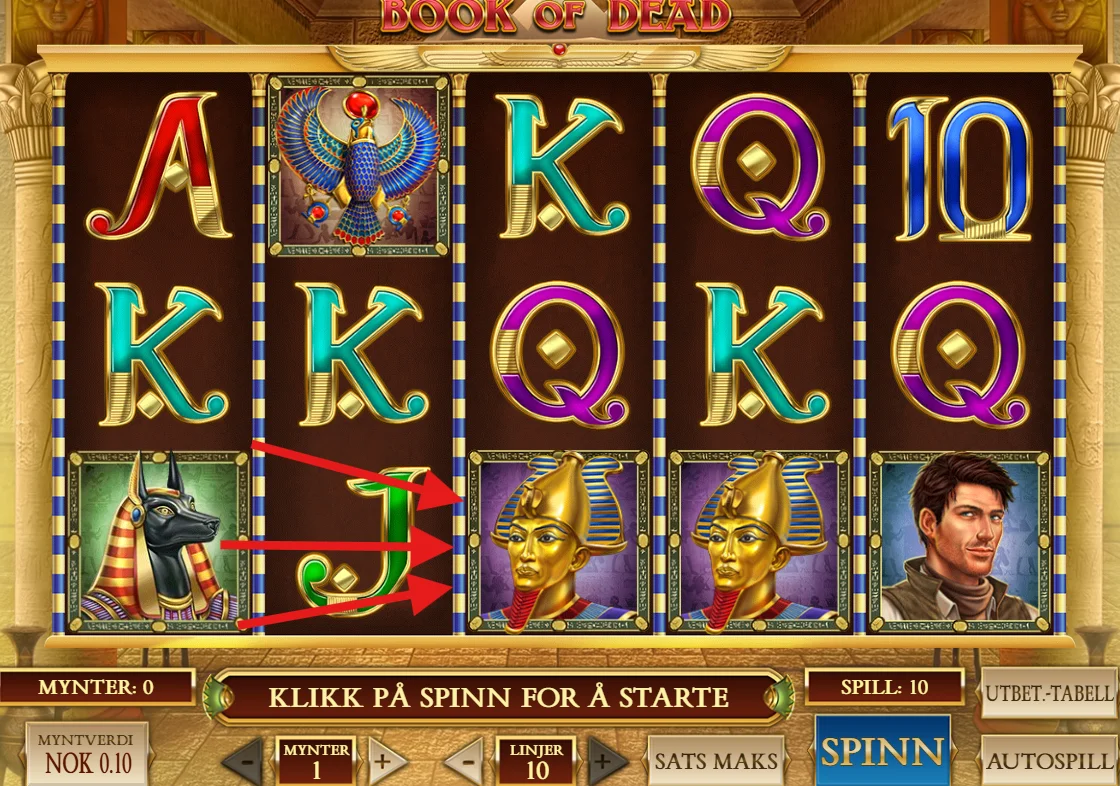 book of dead høysymbolene