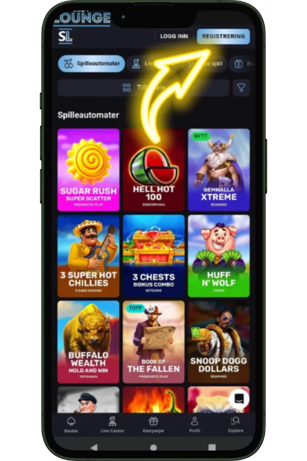 Gå videre til registrering for Mega Joker-spillet